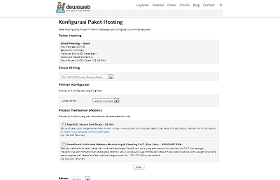 cara membeli paket hosting di dewaweb